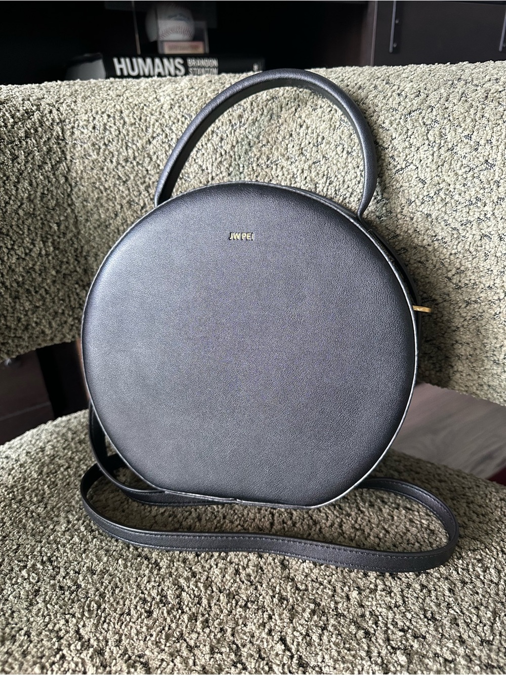 JW PEI Black Round Leather Crossbody Bag